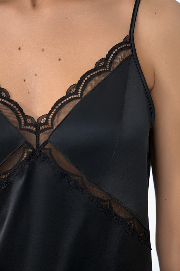 Майка майка з атласом 6611/37 Vlada black Jasmine lingerie