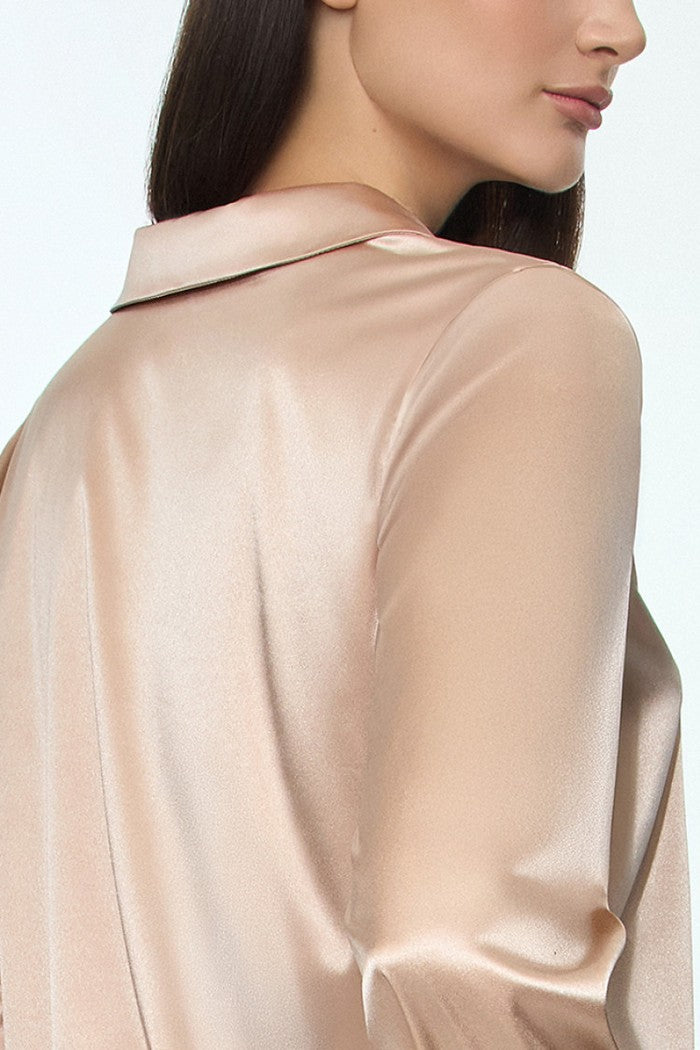 Піжамна блуза з атласу 6650/84 Sharm beige Jasmine lingerie