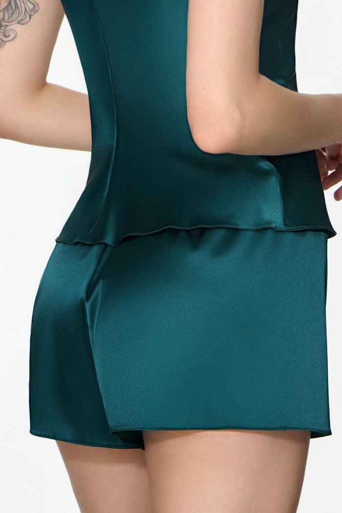 Піжамні шорти з атласу 6706/84 Elinor teal Jasmine lingerie