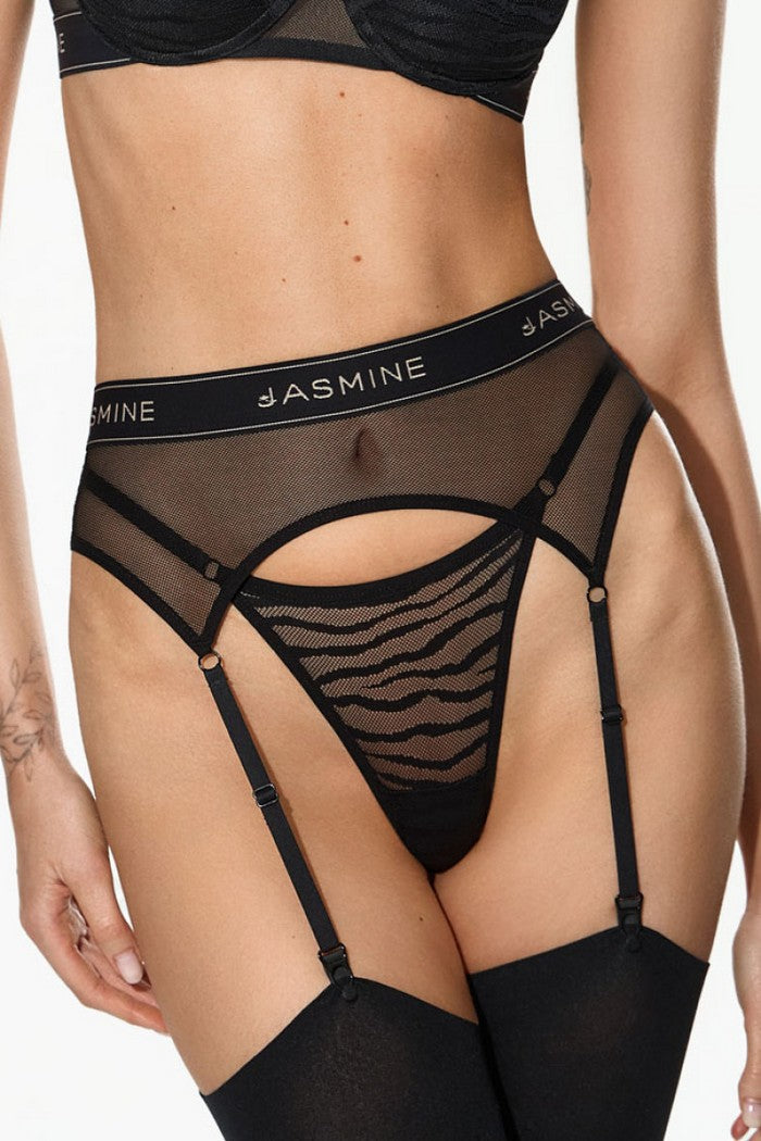 Пояс для панчіх із мікросітки 7215/33 Alisia black Jasmine lingerie