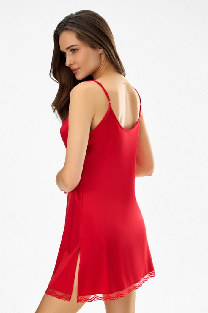 Нічна сорочка з атласу 8105/37 Ernesta red Jasmine lingerie