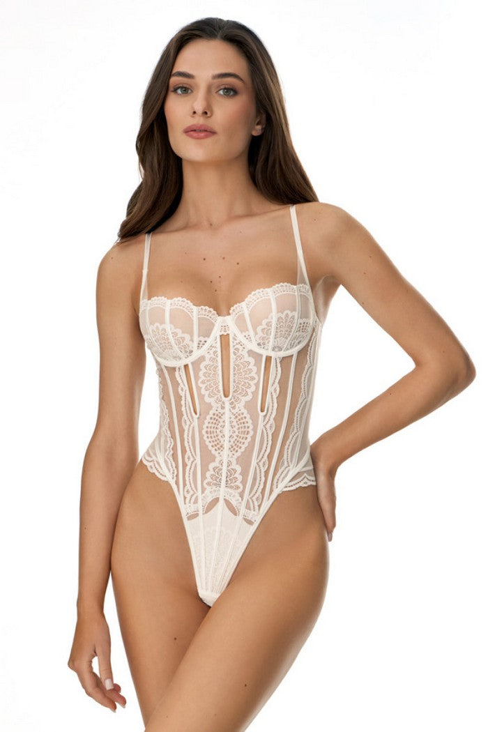 Боді-стрінг із мережива 8907/37 Jessika milk Jasmine lingerie