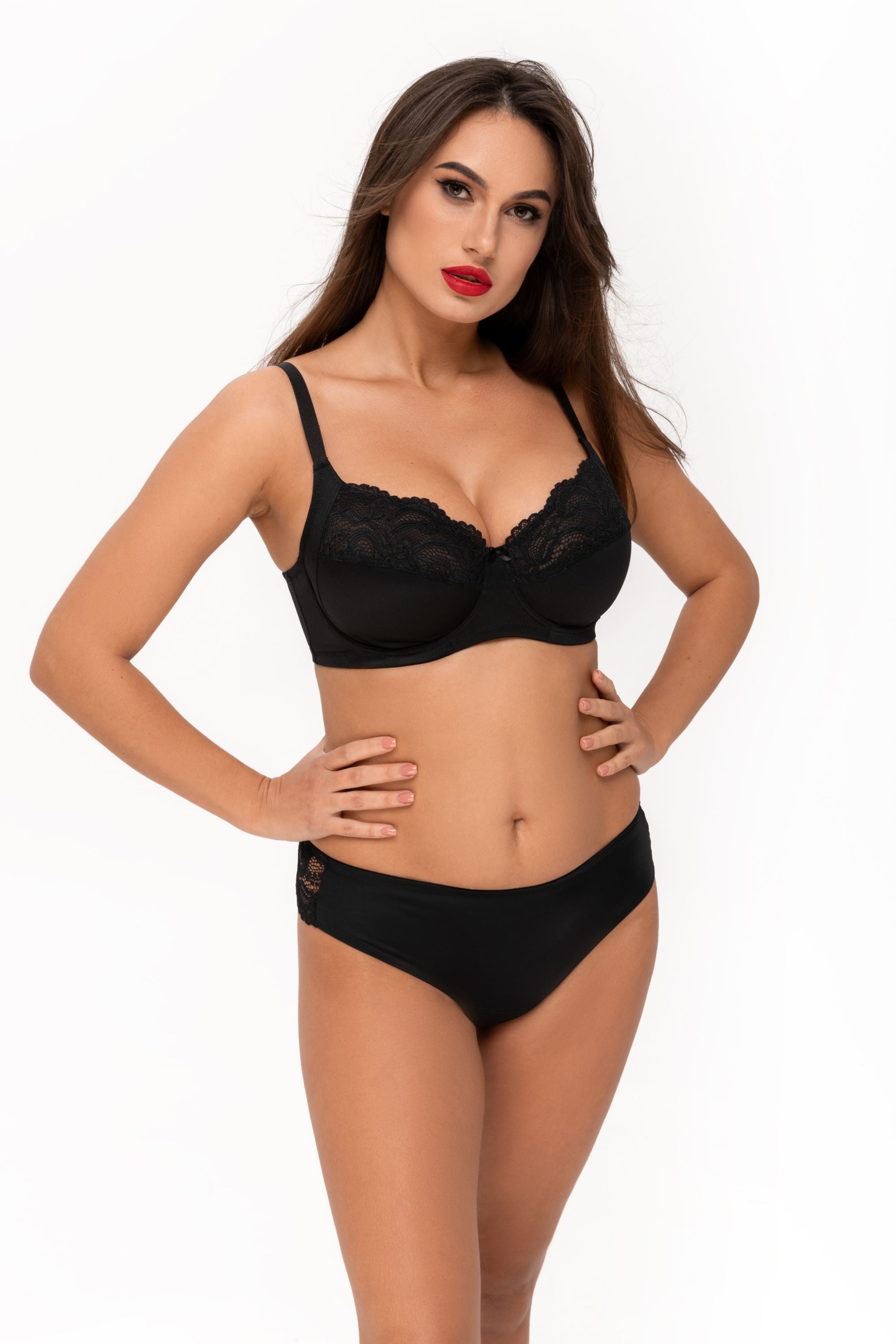 Трусики бразилиана с кружевом 6201 black