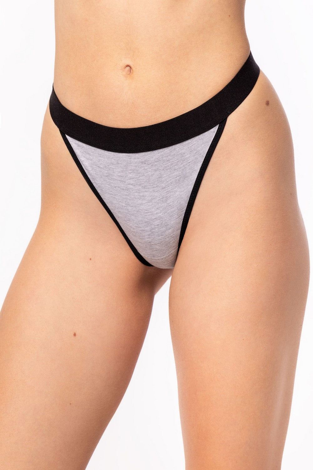 Хлопковые трусики стринг 6245.7 gray melange