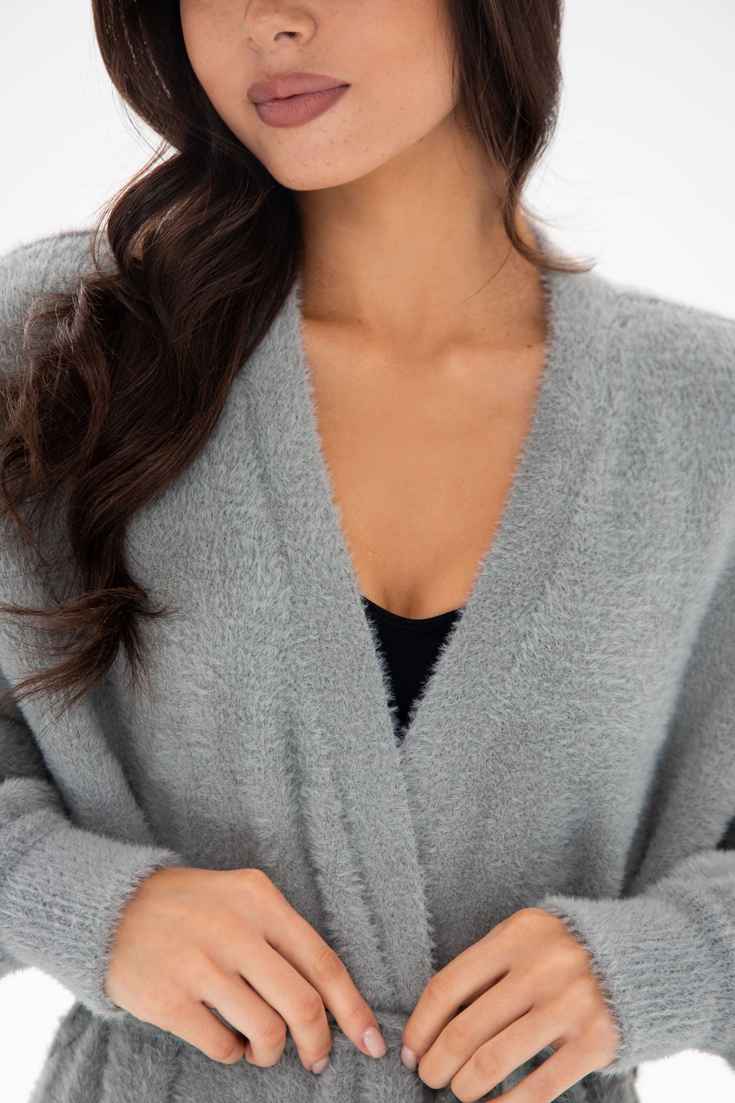 Вязаный кардиган 25100 Pearl Gray