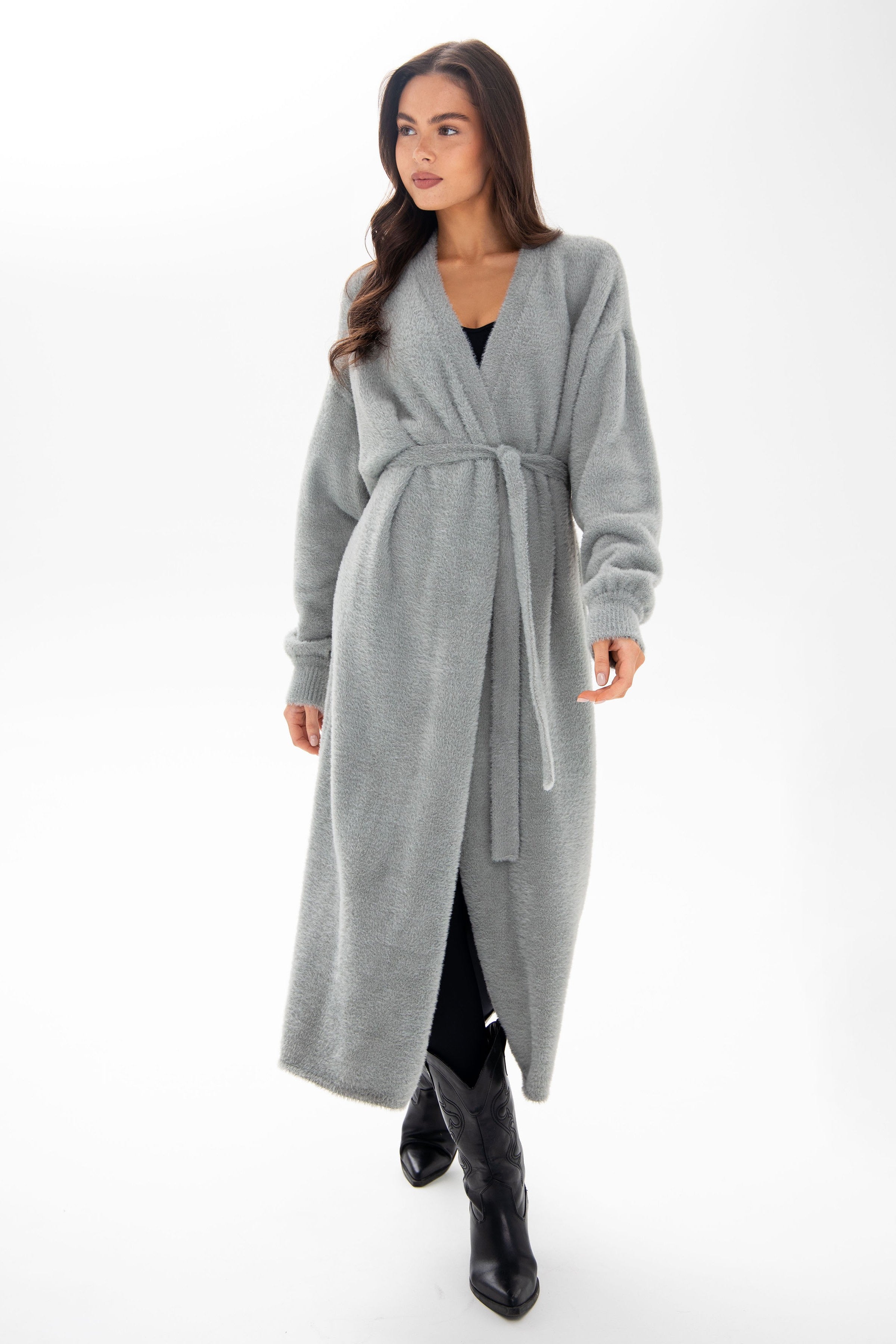 Вязаный кардиган 25100 Pearl Gray