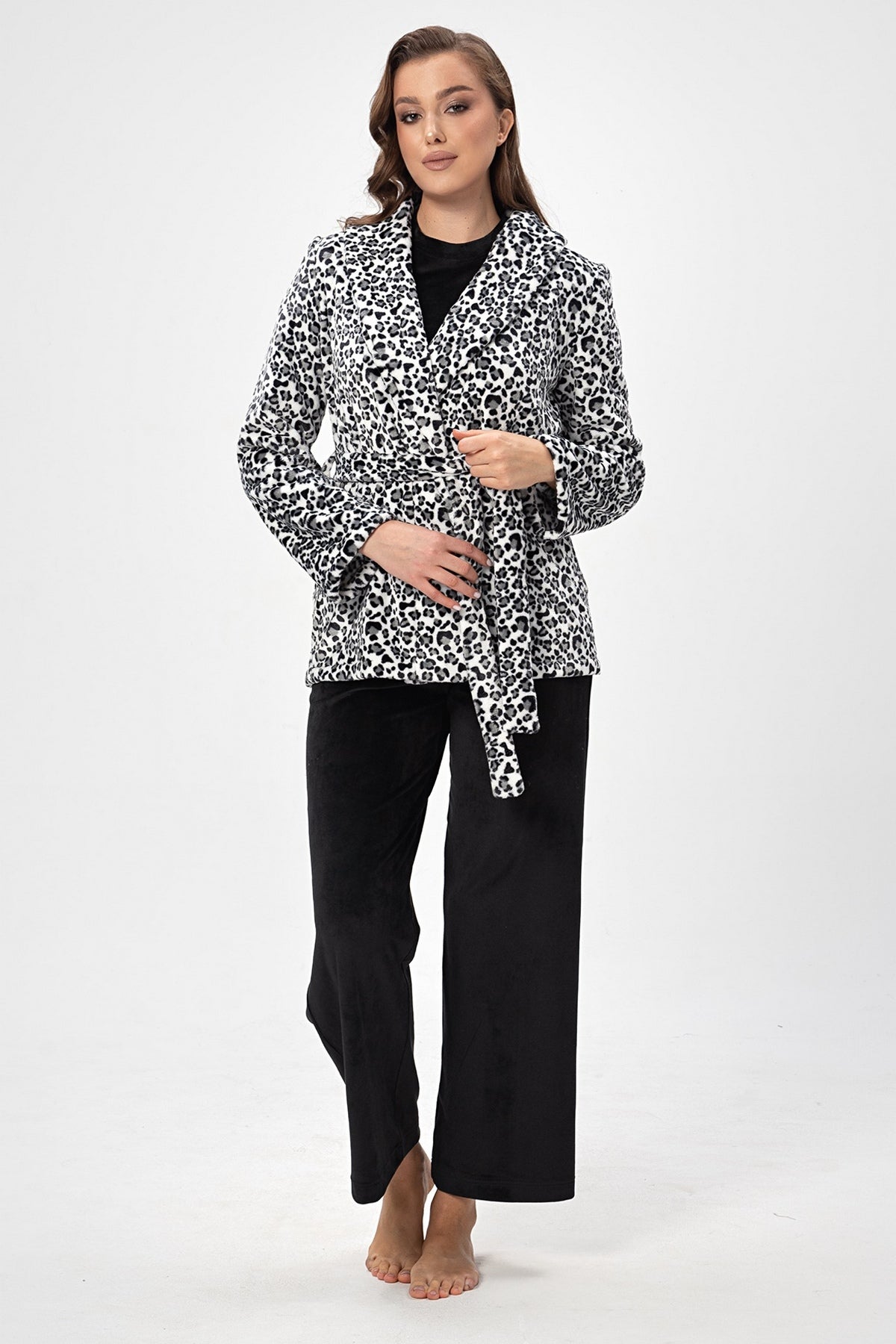 Плюшевый домашний кардиган 2529/1 animal print