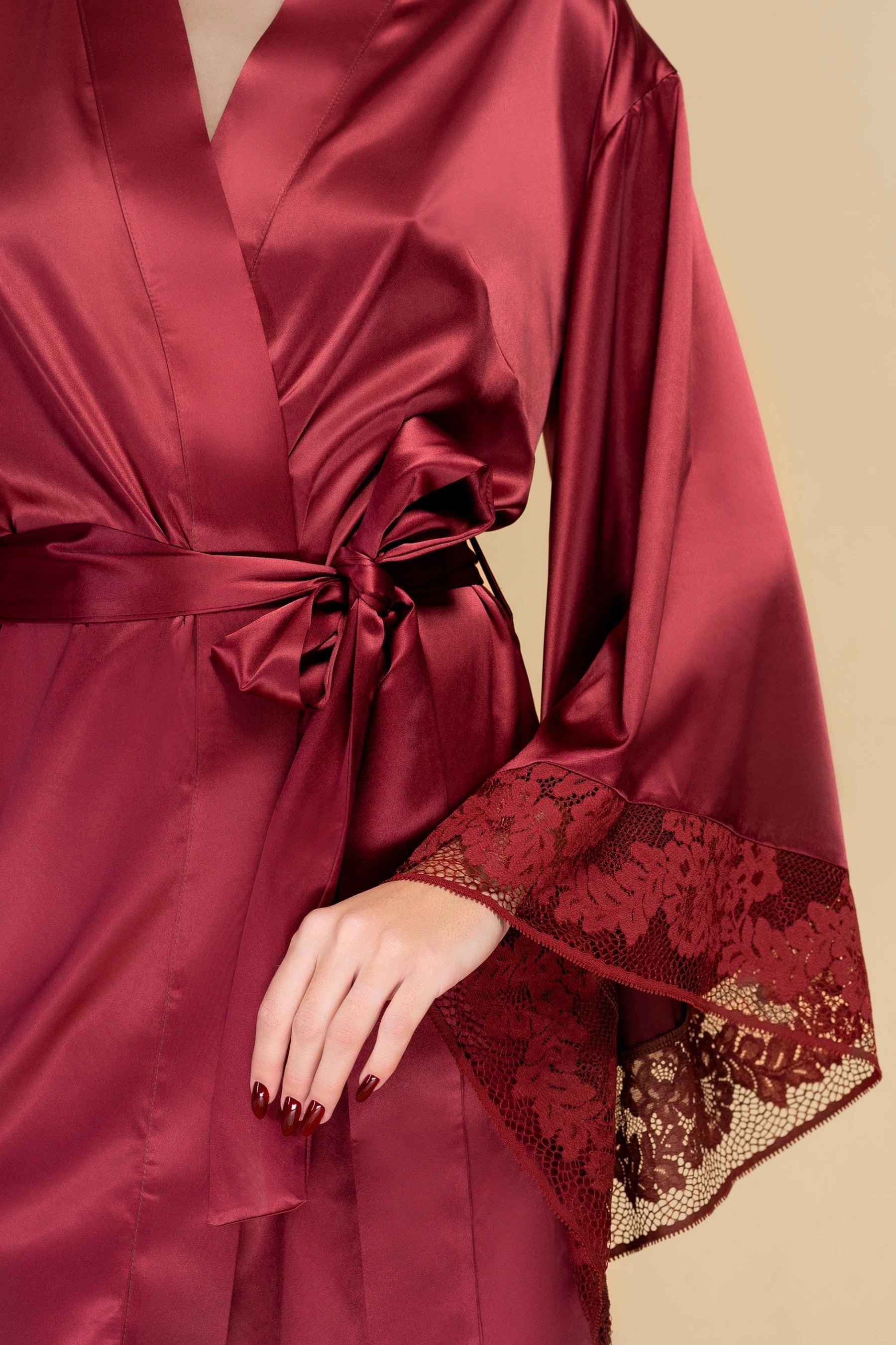 Халат с расклешенными рукавами 808-6748 marsala