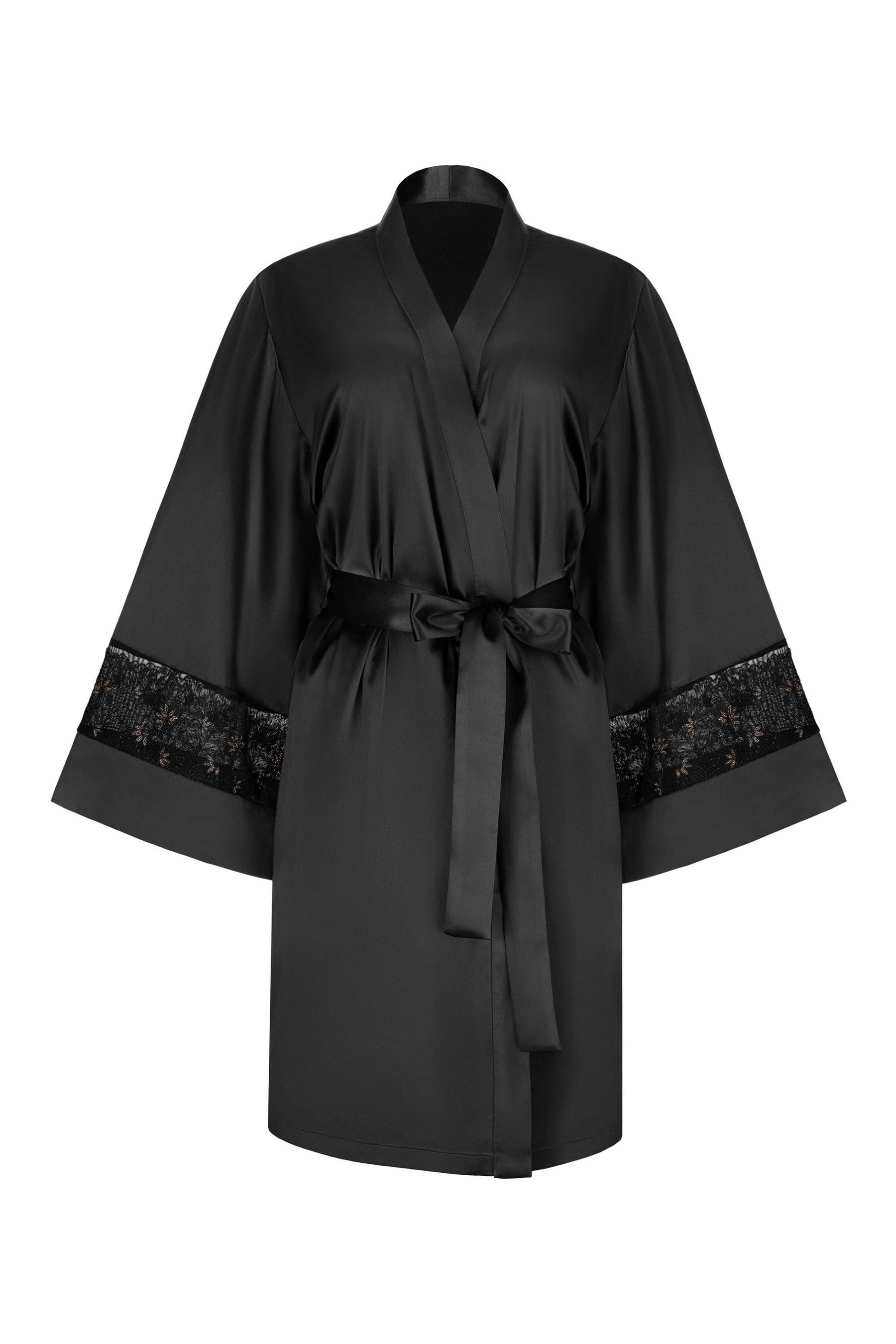 Халат с цветочной вышивкой 811-6715 black