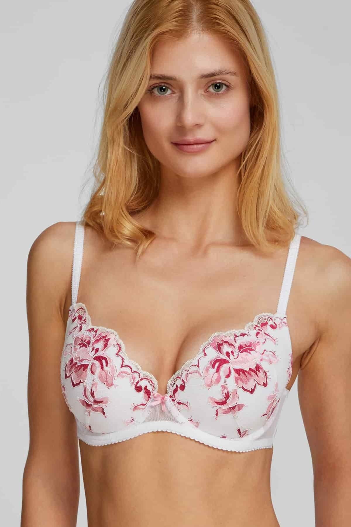 Бюстгальтер с цветочной вышивкой Cherry Blossom 3536 white/rose