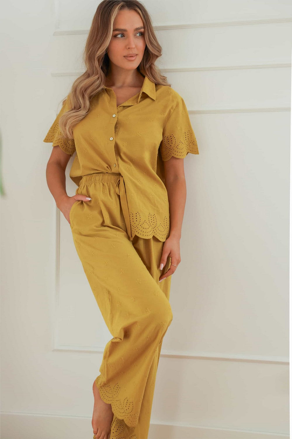 Домашні штани з бавовни 3739 Belle bronze ochre