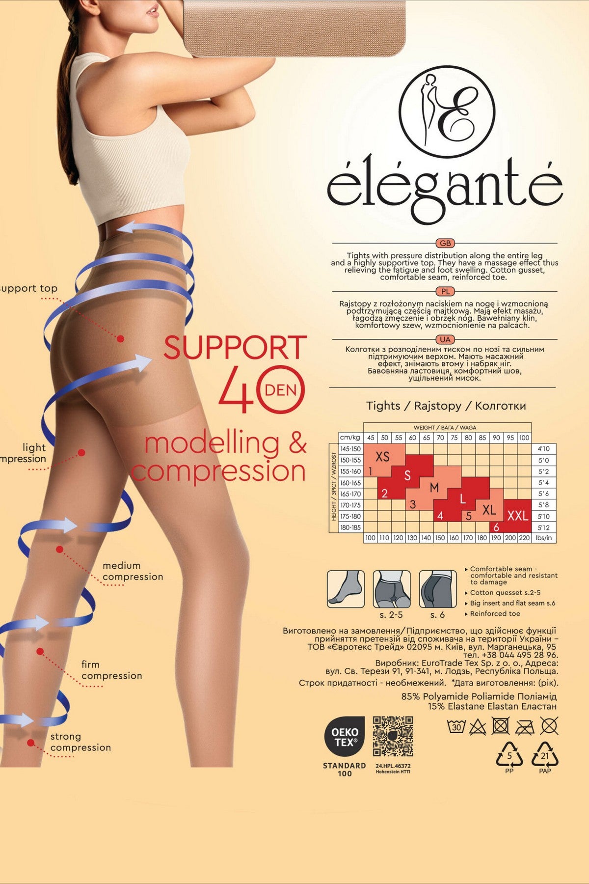 Моделюючі колготки з шортиками Elegant Support 40d Conte