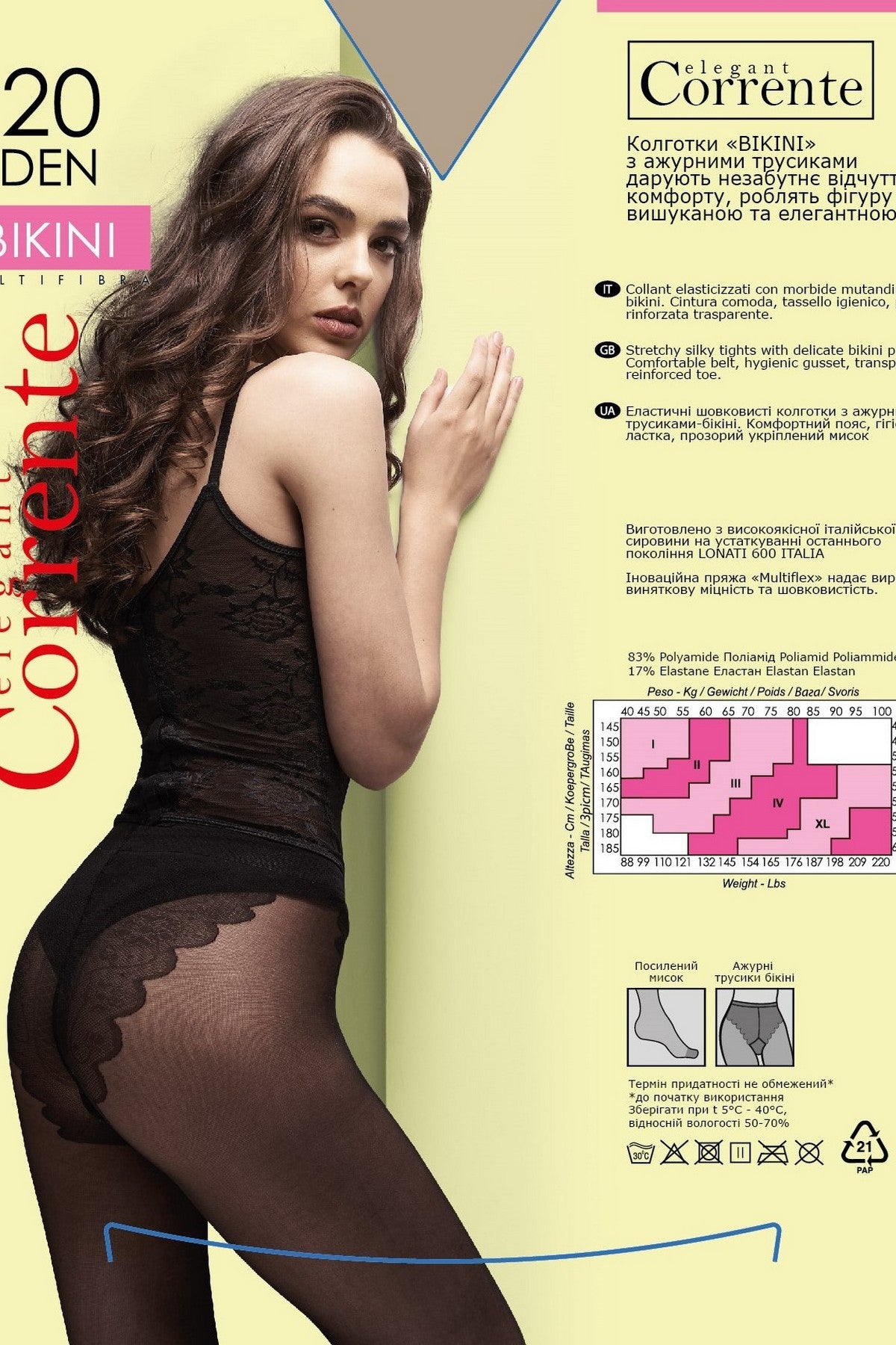 Колготки с кружевными трусиками Corrente Bikini 20d