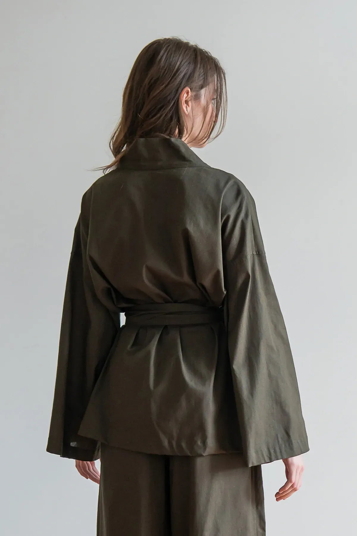 Льняная блуза-кимоно Military LN0071-15-60