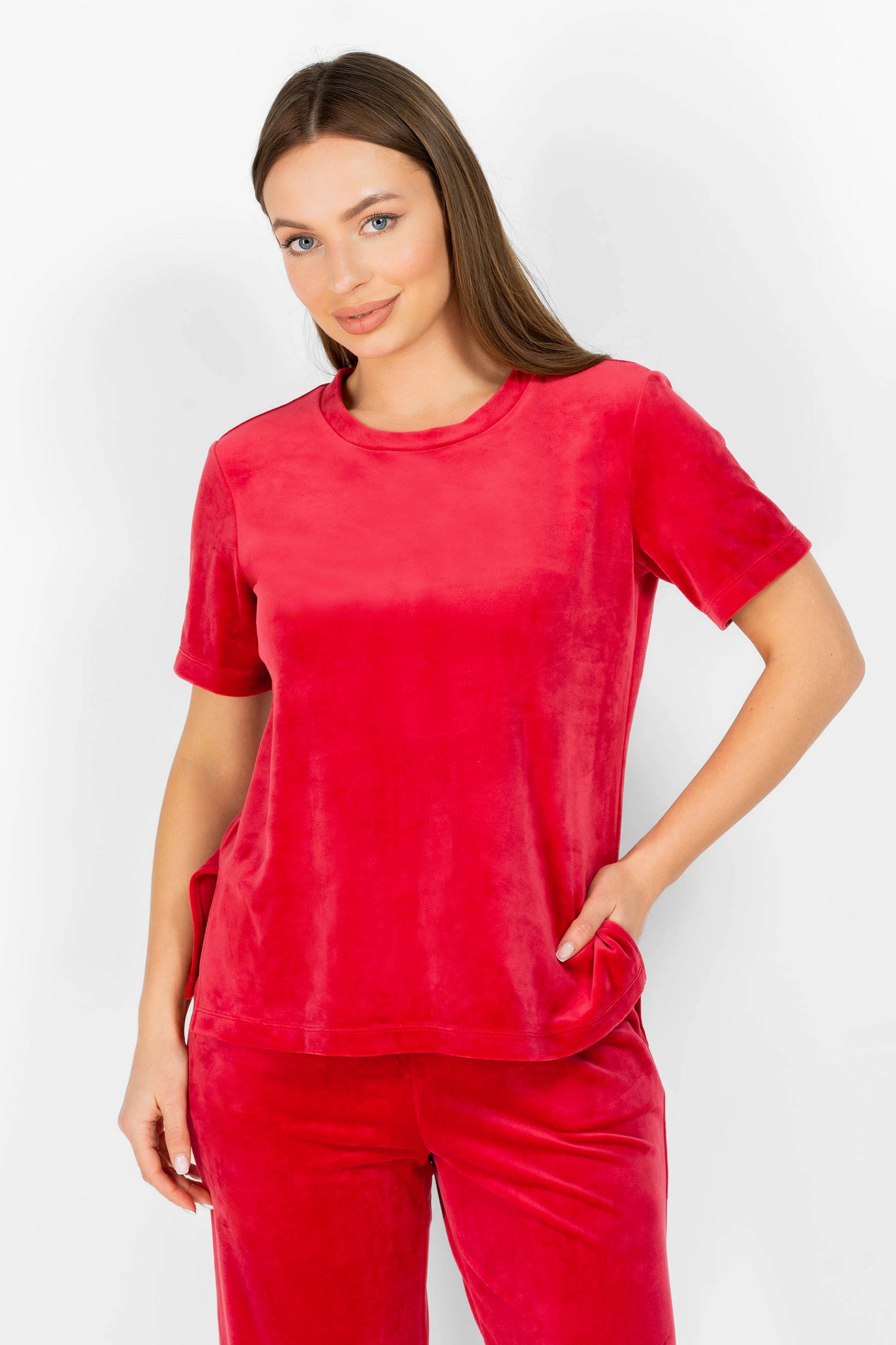 Велюровый домашний комплект 8181-6204 29 raspberry