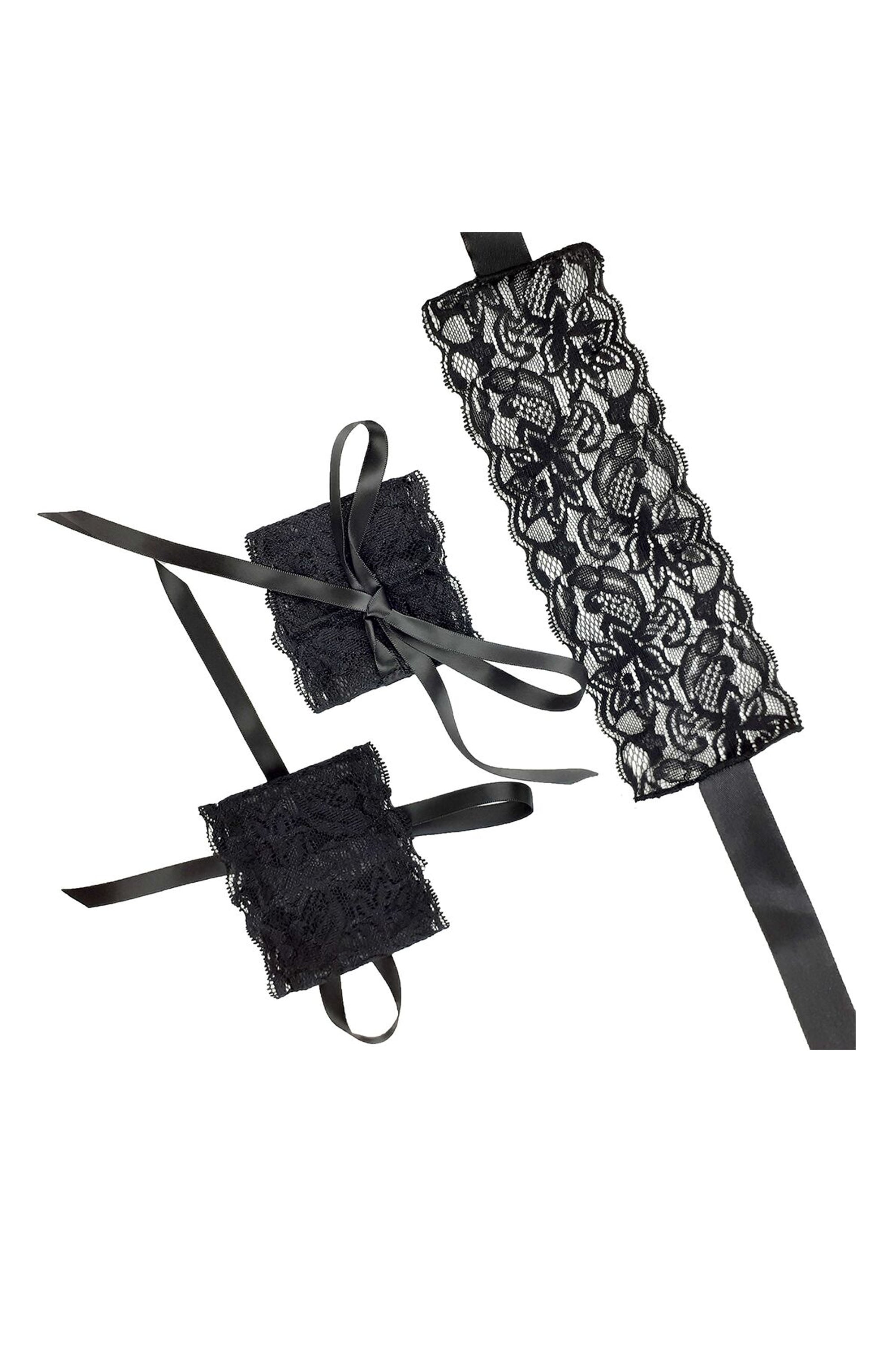 Эротический набор Blindfold and Handcuffs Aria black
