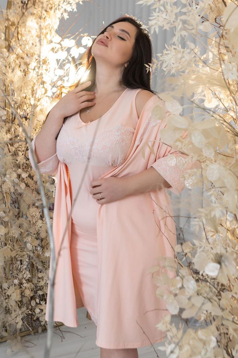 Комплект для дома с кружевом К1002н peach