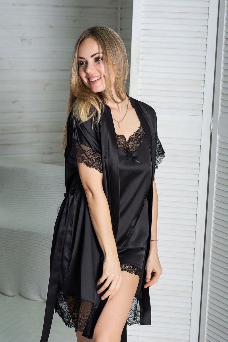 Мереживний комплект з піжамою К1041п black