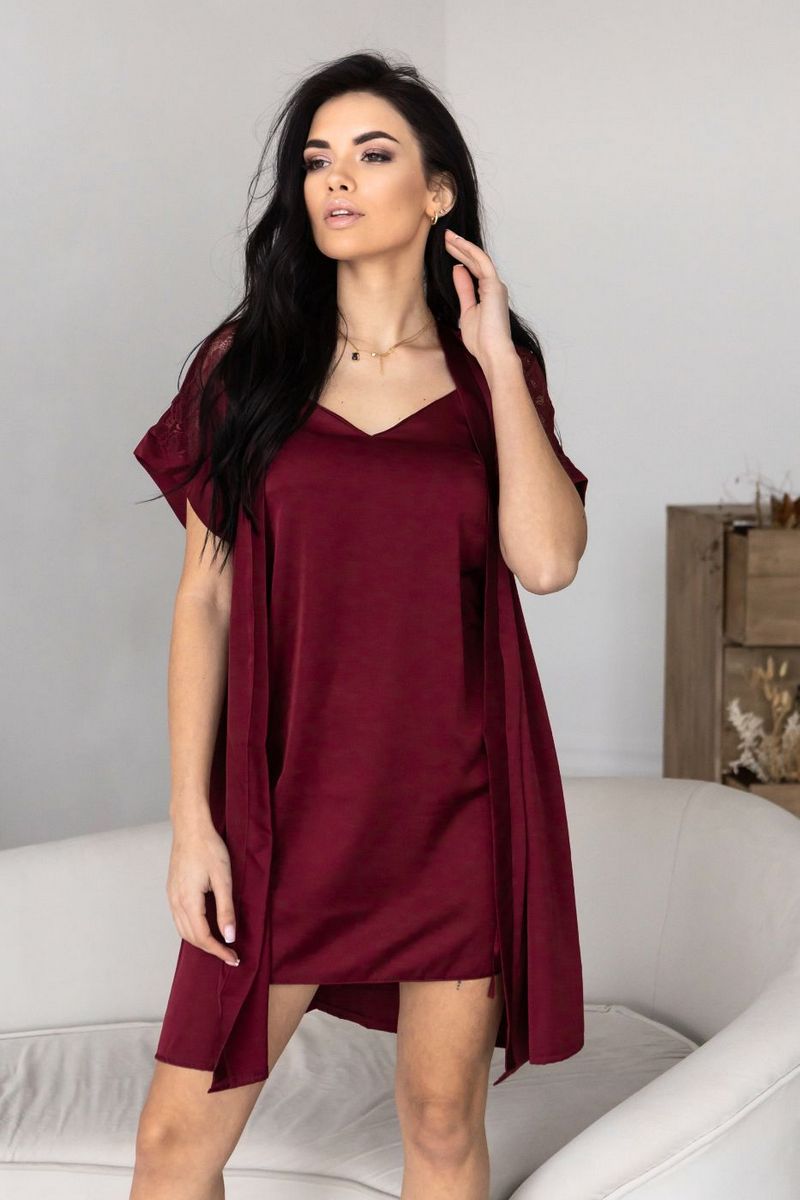 Комплект для дома с кружевом Кб1015н bordo