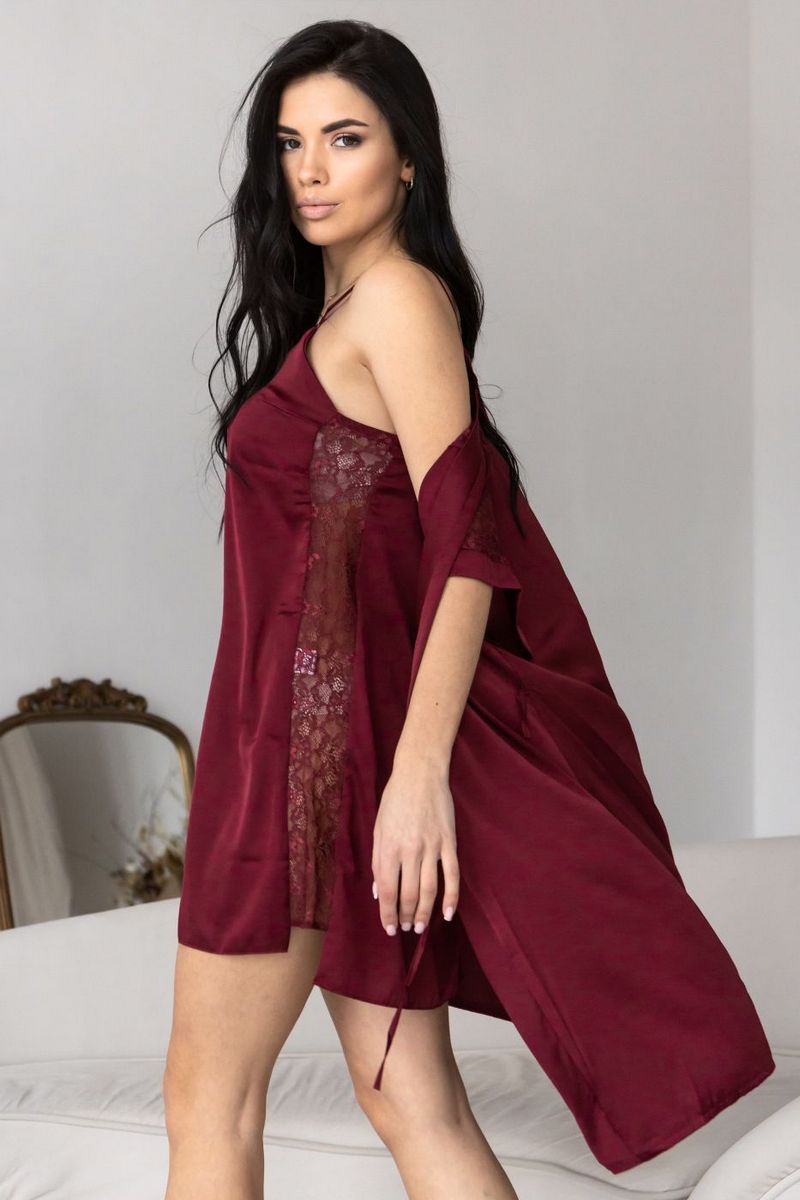 Комплект для дома с кружевом Кб1015н bordo