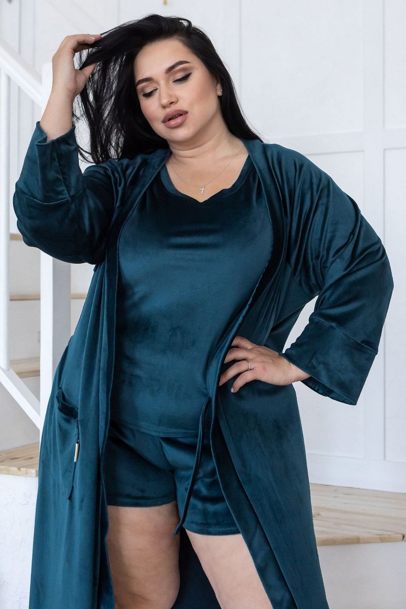 Велюровый комплект для дома Кб1550ш dark green