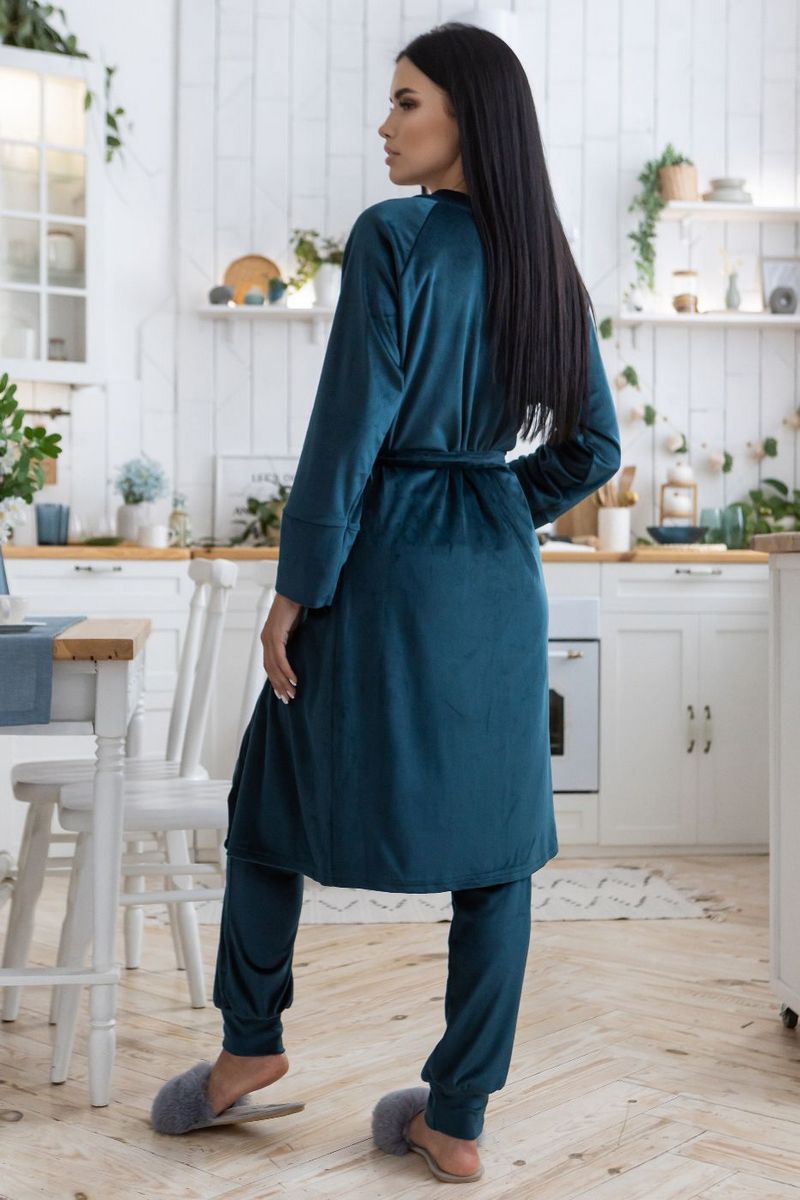 Велюровый комплект для дома Кб1580 dark green