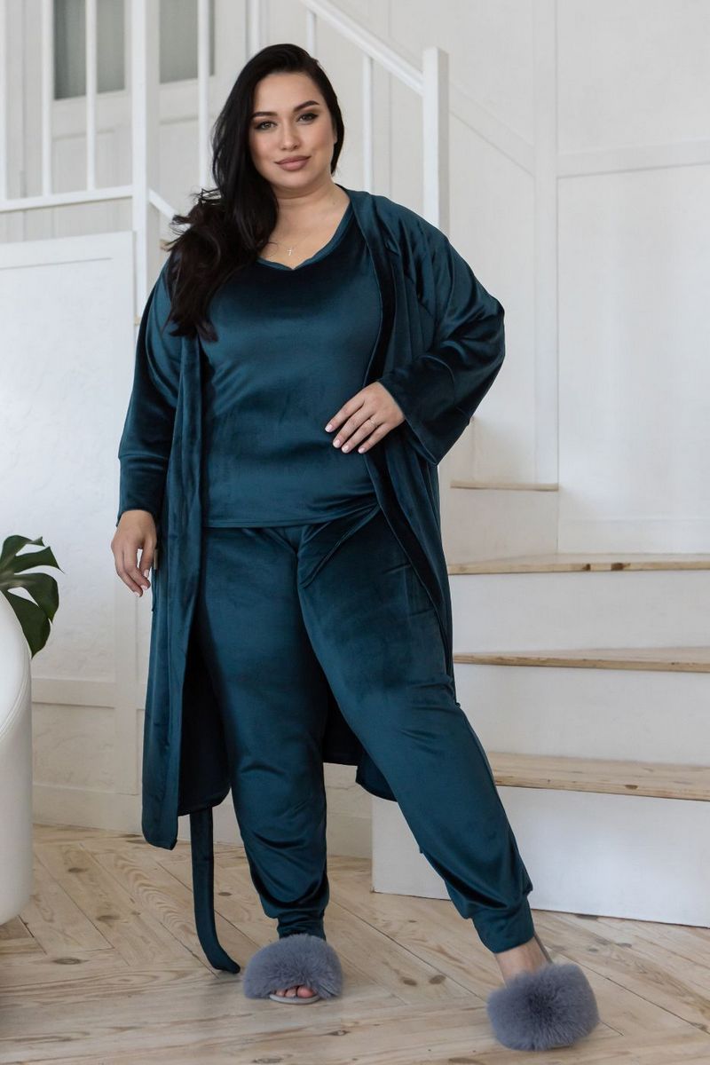 Велюровый комплект для дома Кб1580 dark green