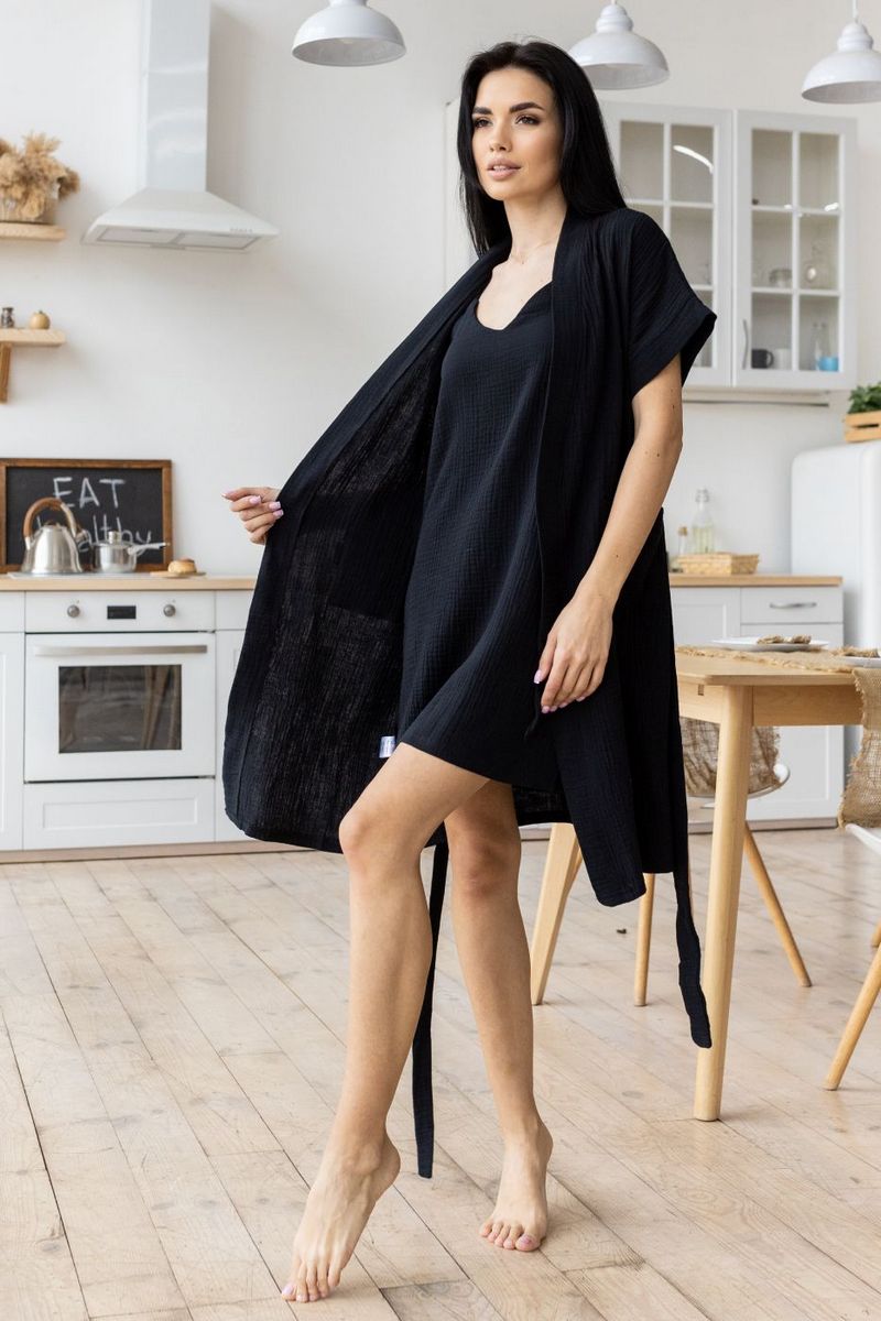 Комплект для дому з мусліну Кч1807н black