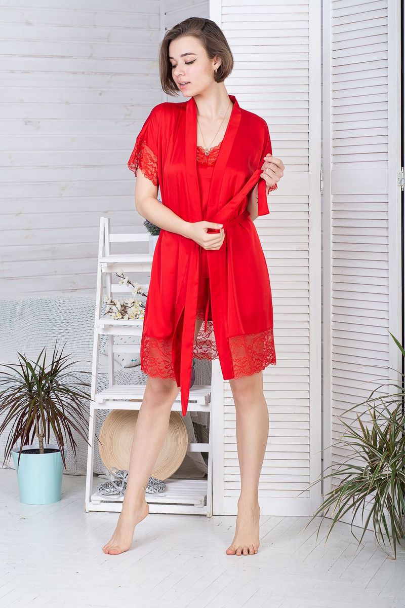 Кружевной комплект с пижамой Кк1041п red