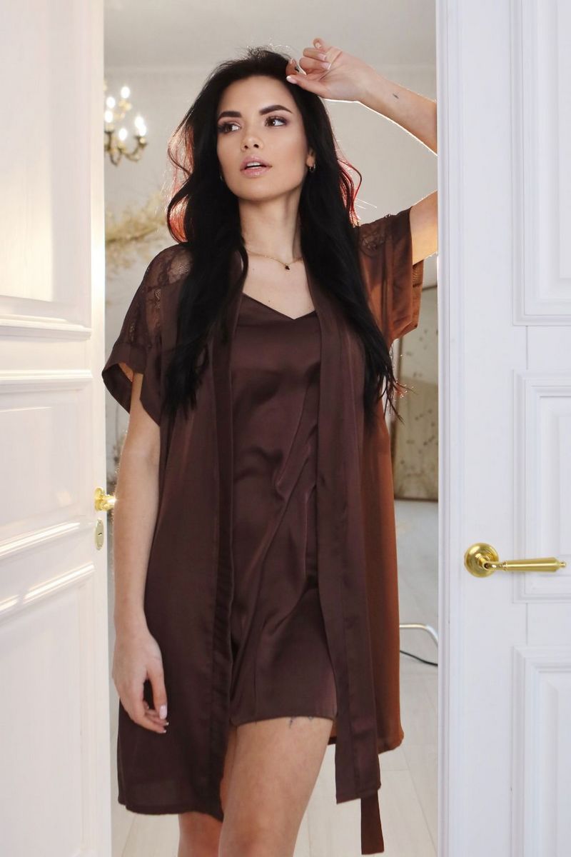 Комплект для дома с кружевом Кш1015н chocolate