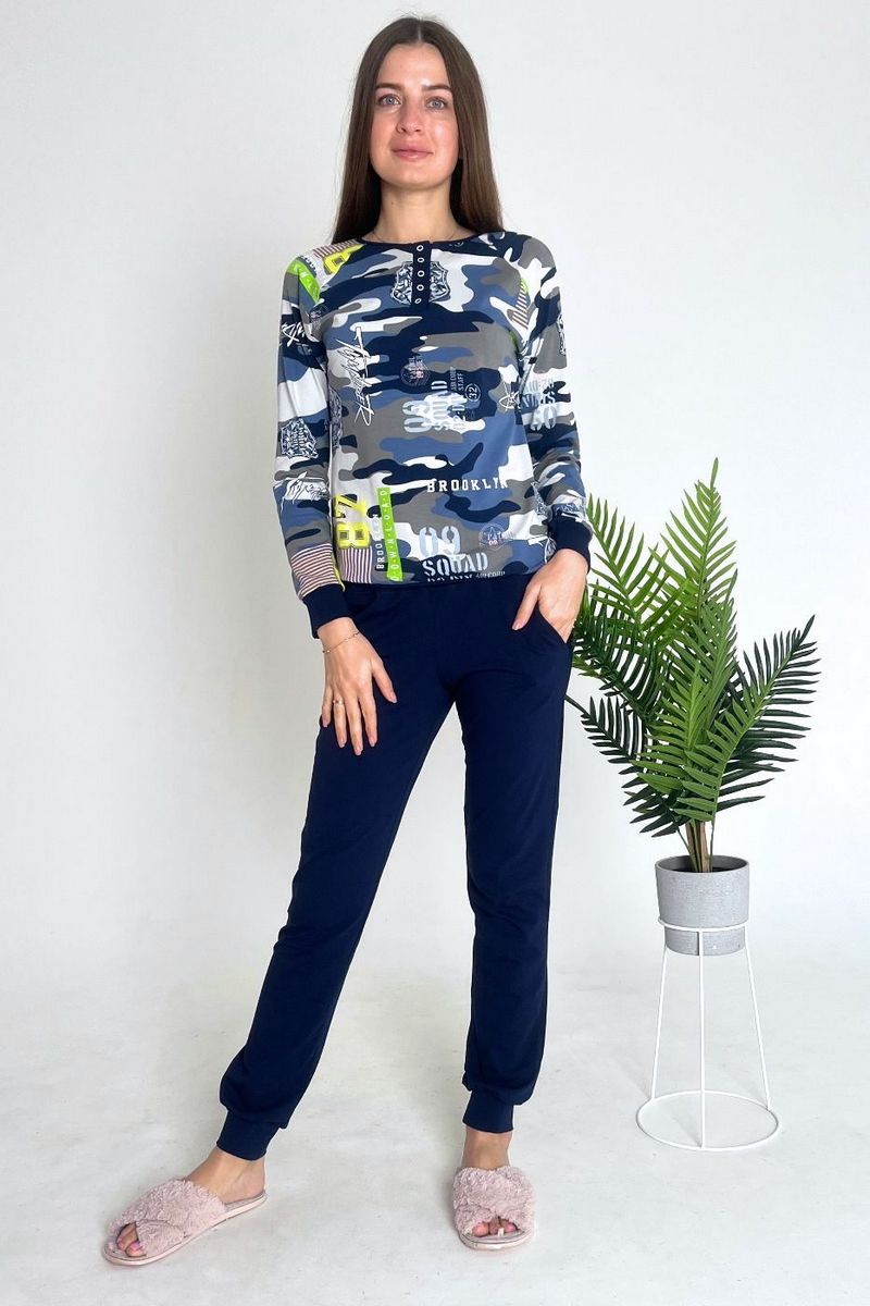 Хлопковый комплект для дома П1703 blue