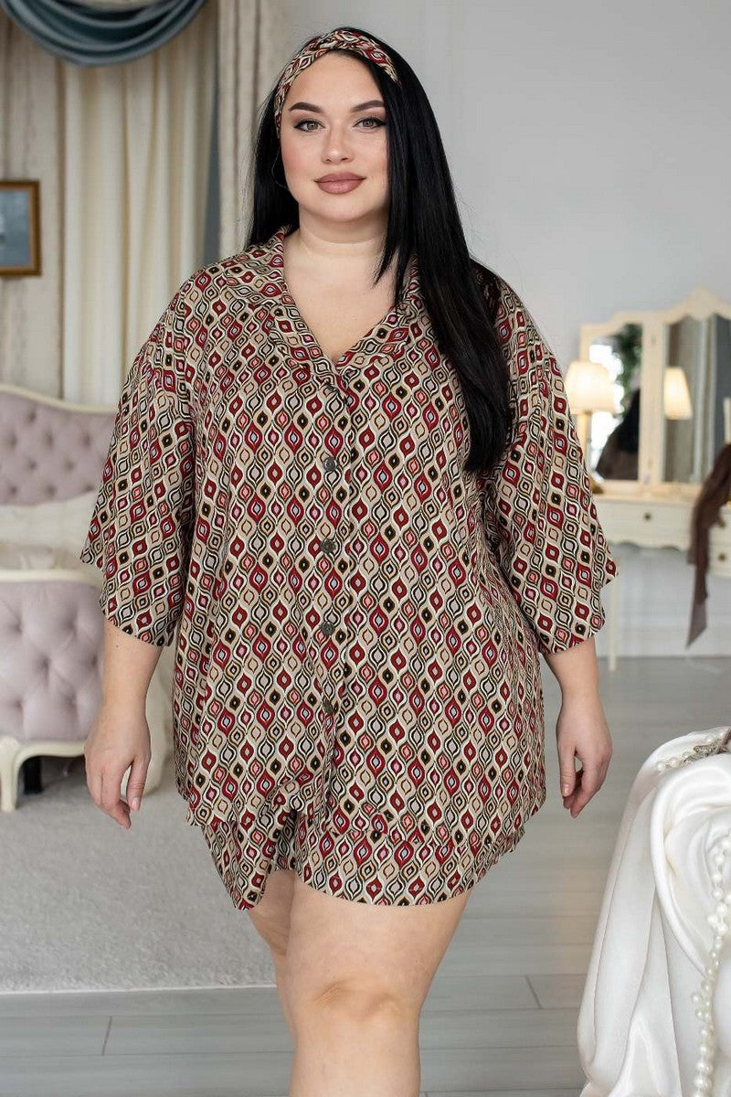 Домашній комплект зі штапелю Псч210 Стамбул MiaNaGreen plus size