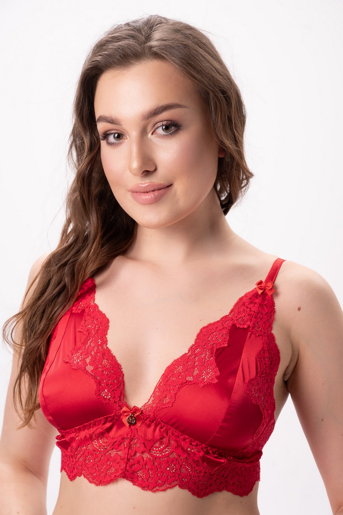 Атласний комплект з бралетом 2505 red