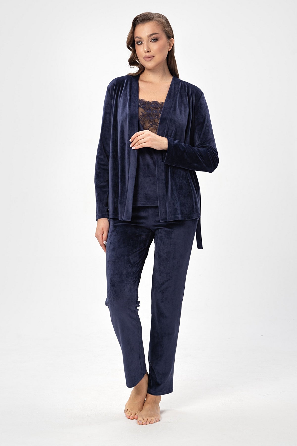 Велюровый комплект-тройка 2525 navy blue