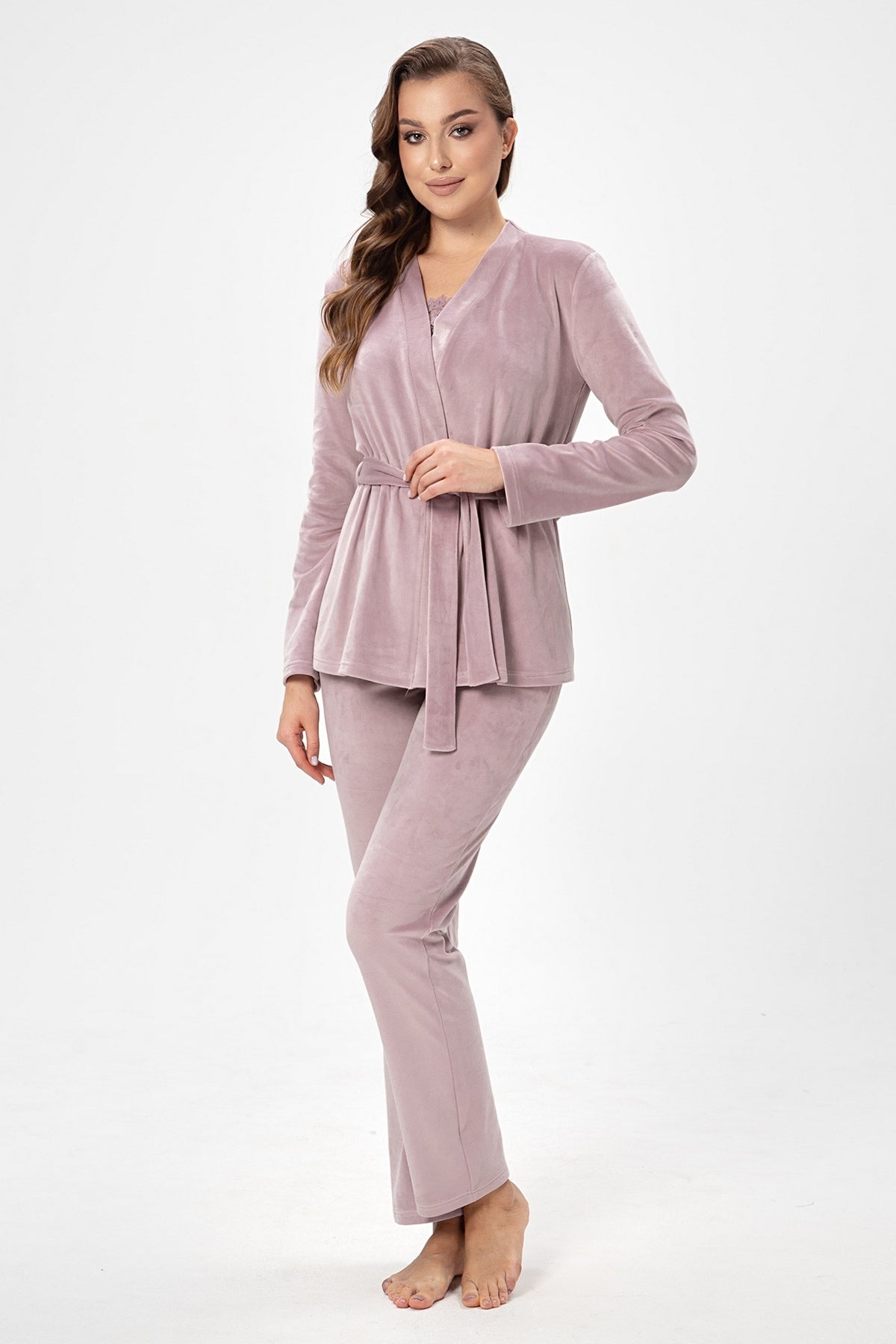 Велюровий комплект-трійка 2525 powder