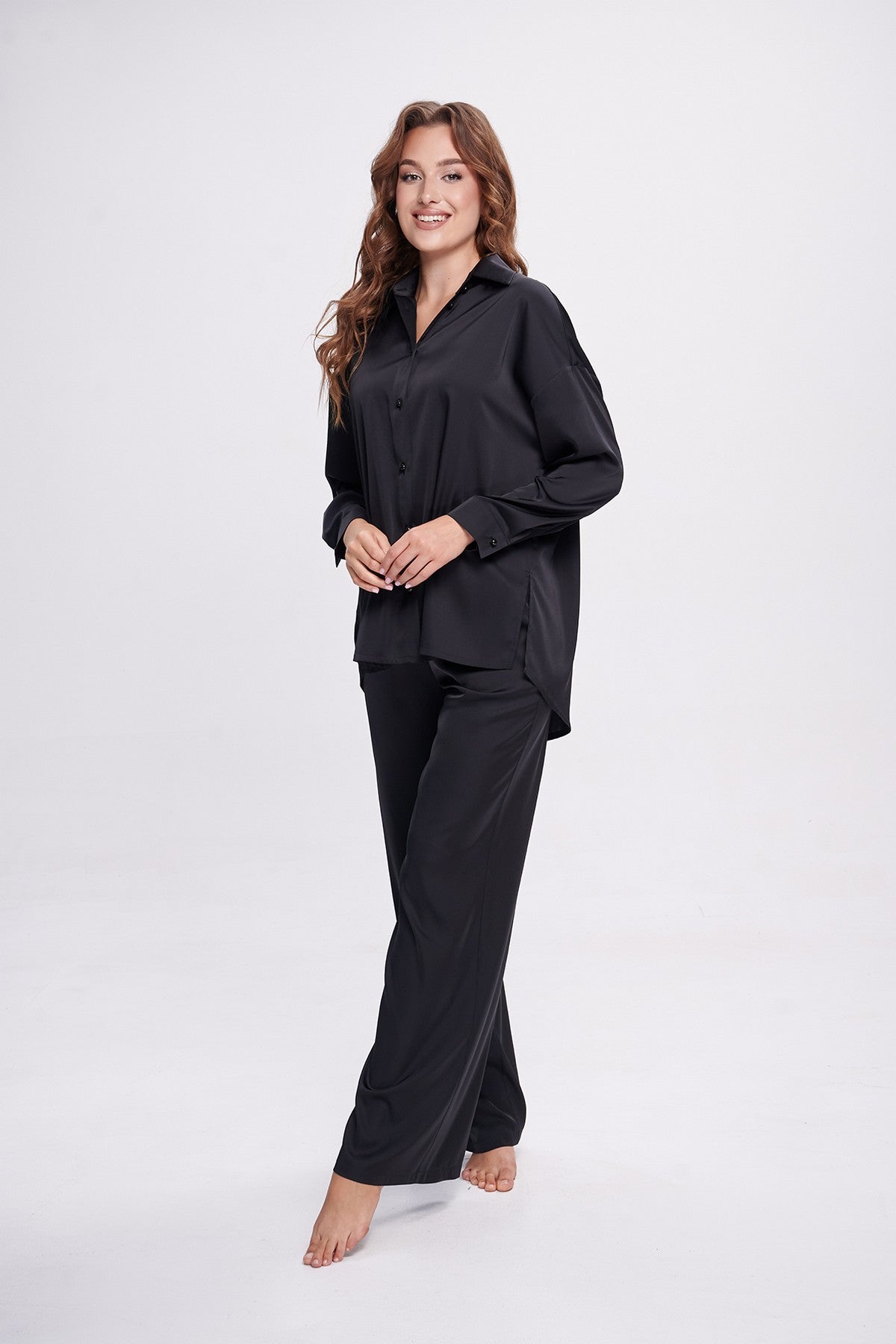 Атласный комплект для дома 2704 black