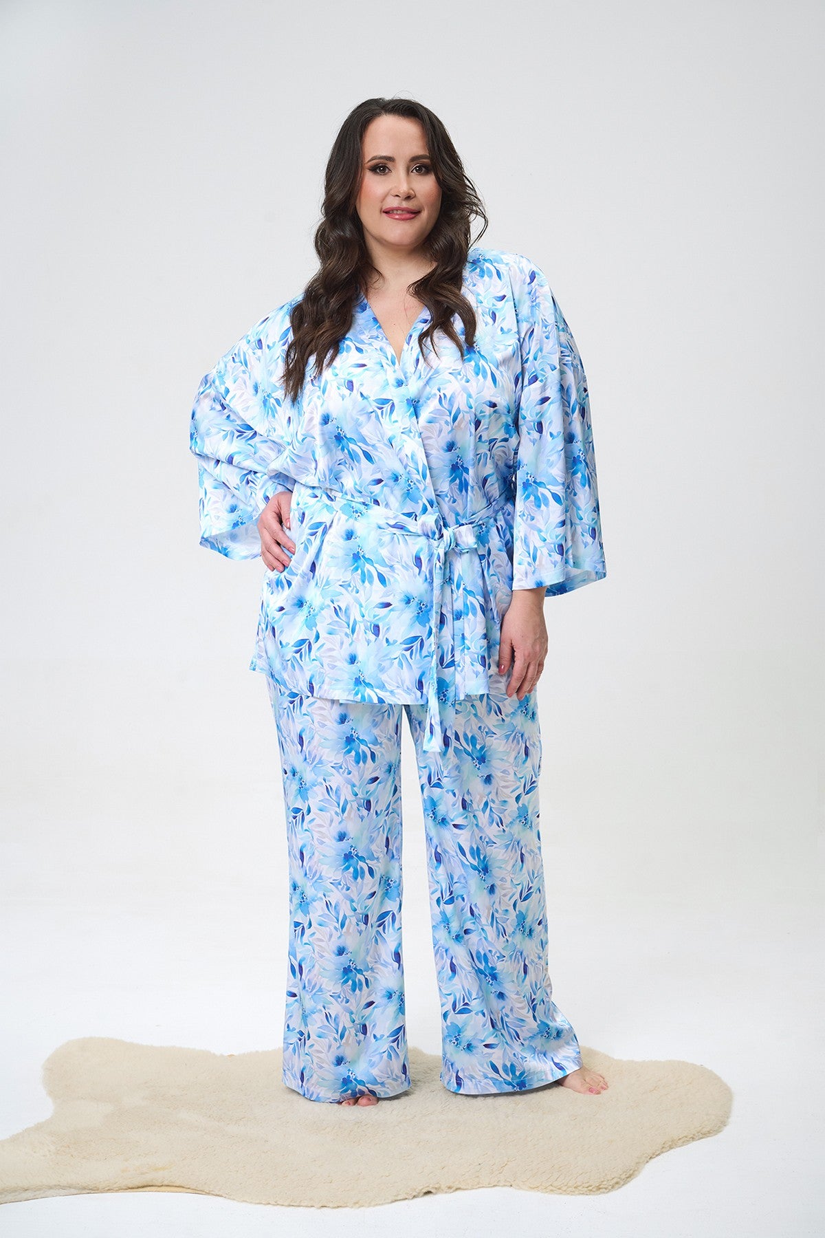 Атласный комплект 2813 white/blue