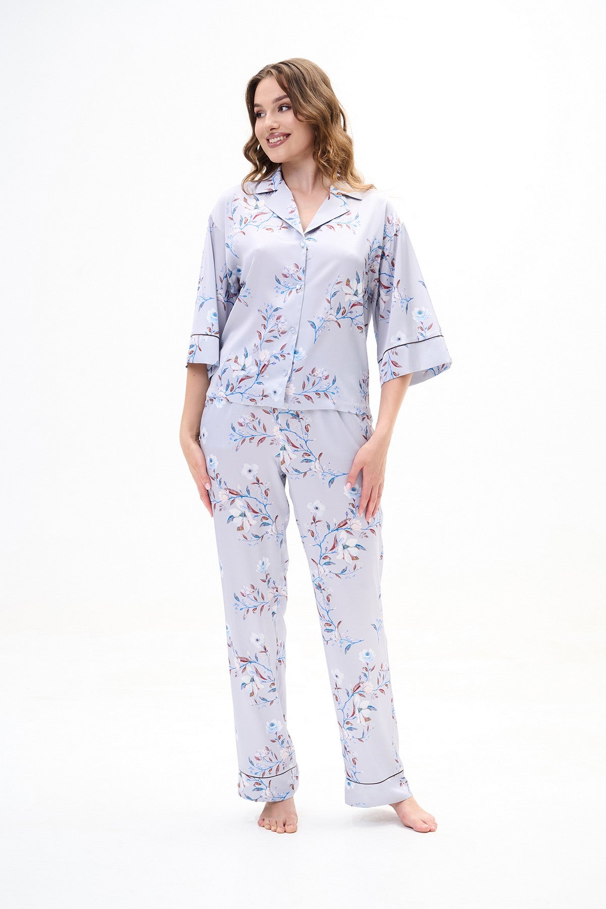 Атласний комплект 2906 Silver Blue Shato
