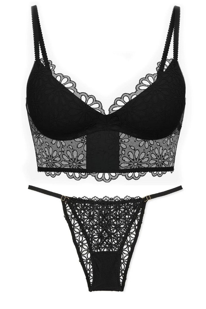 Кружевной комплект пуш-ап 122094678 black