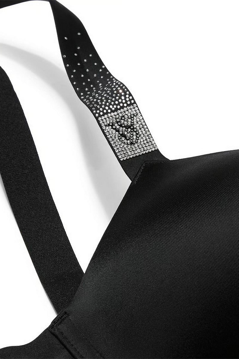 Комплект білизни зі стразами 203134195 black Victoria`s Secret бретелі