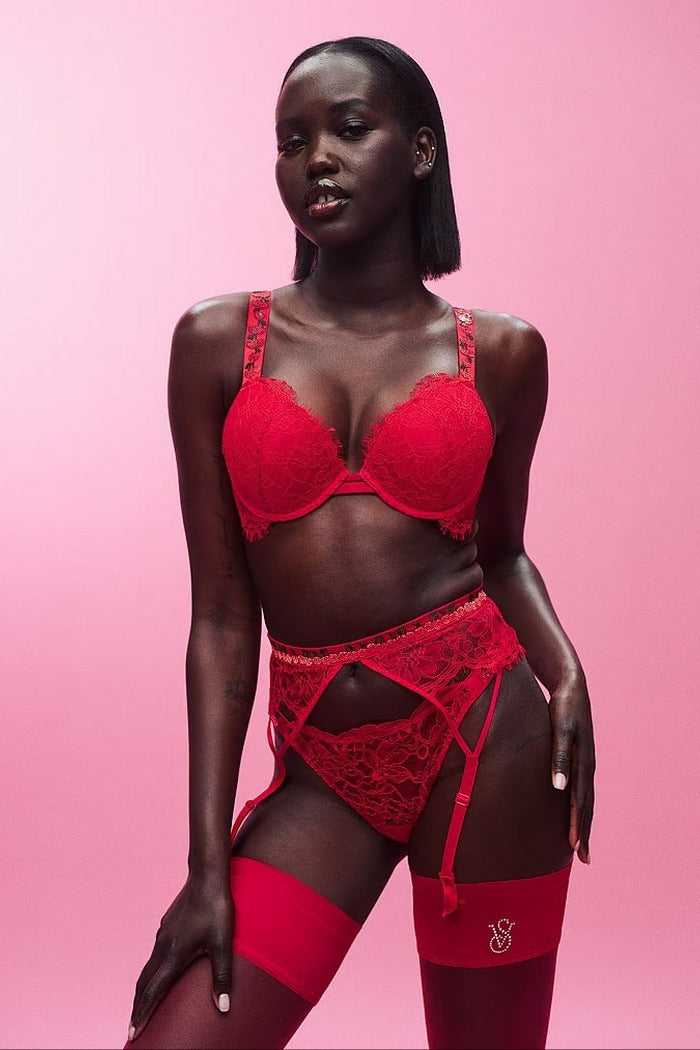 Комплект со стразами + чулки 224367634 red