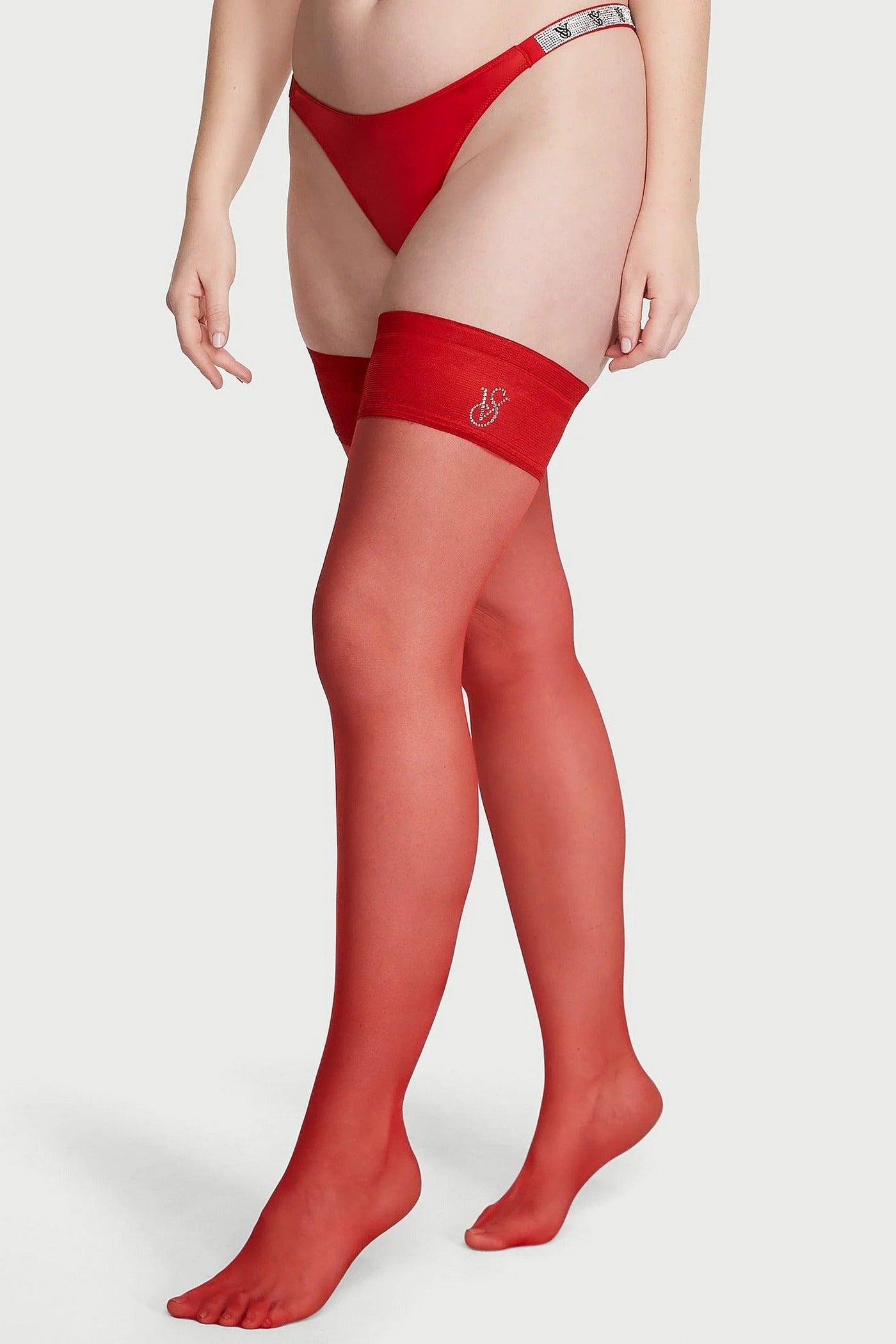 Комплект со стразами + чулки 224367634 red