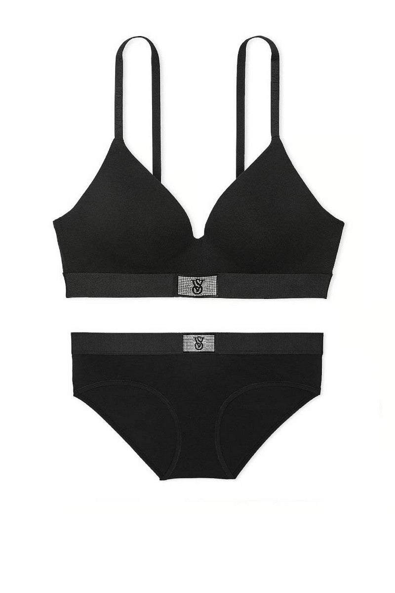 Комплект білизни зі стразами 233948494 black