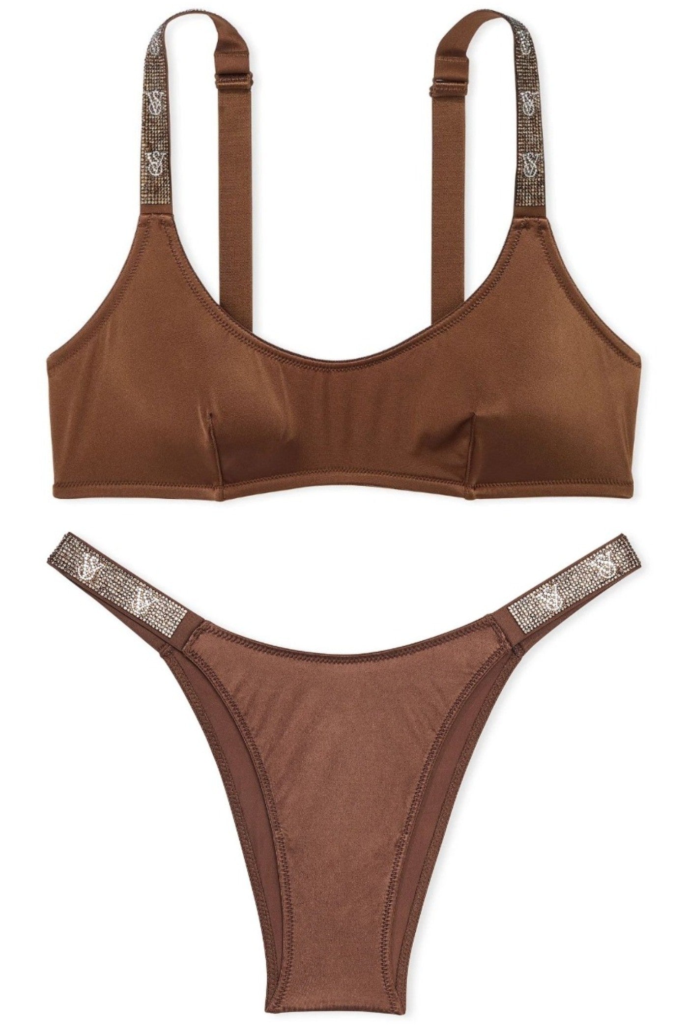 Гладкий комплект со стразами 262349459 brown