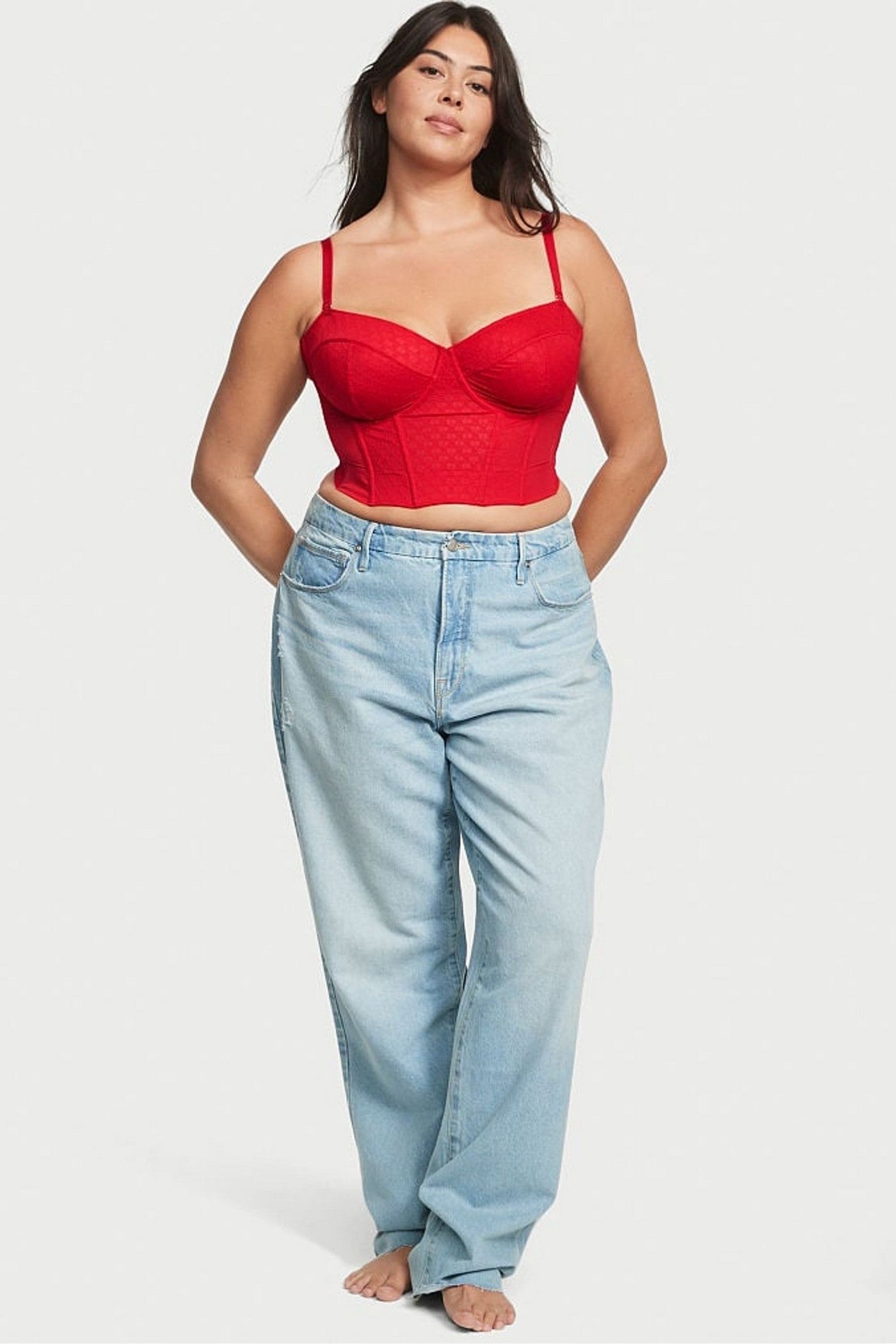 Комплект с открытыми трусиками 267295913 red