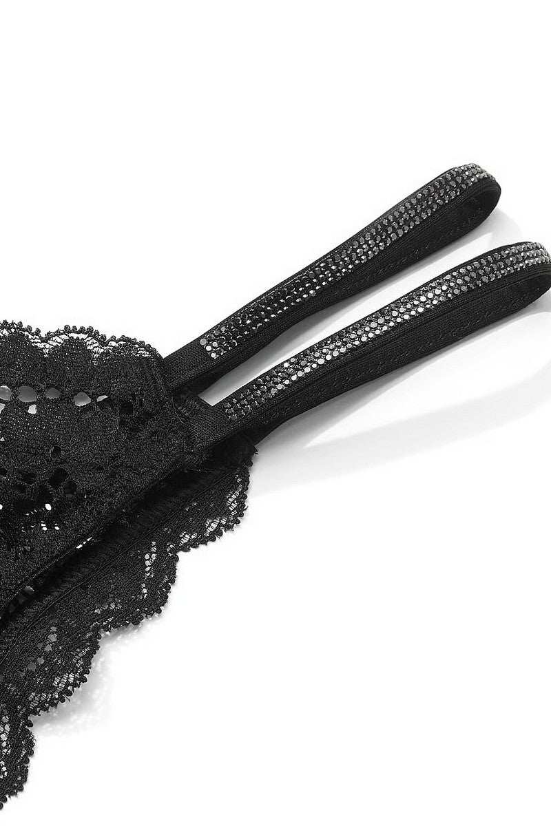 Мереживний комплект зі стразами 272437535 black Victoria`s Secret боковинки