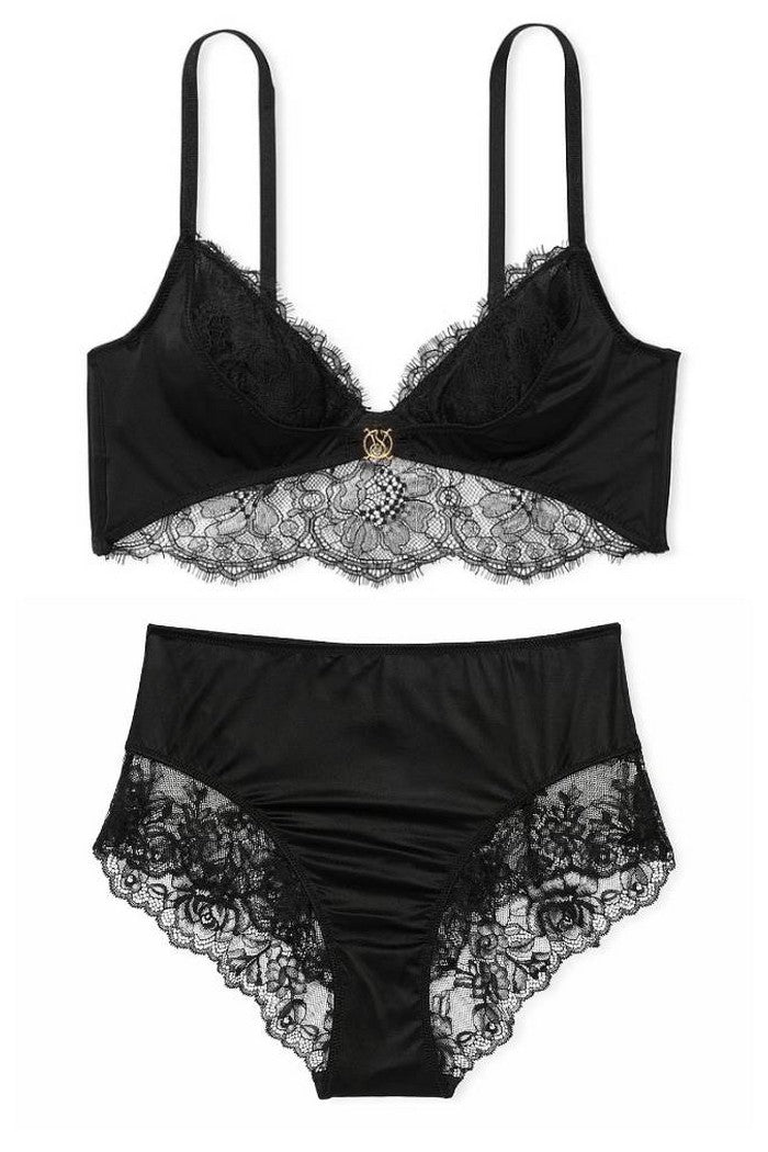 Комплект белья с кружевом 373478250 black