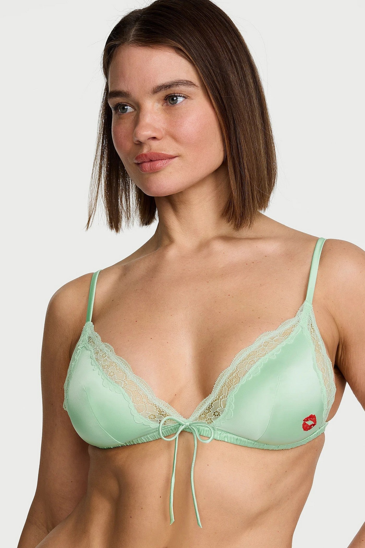 Комплект білизни з вишивкою 489430980 green Victoria`s Secret бюстгальтер