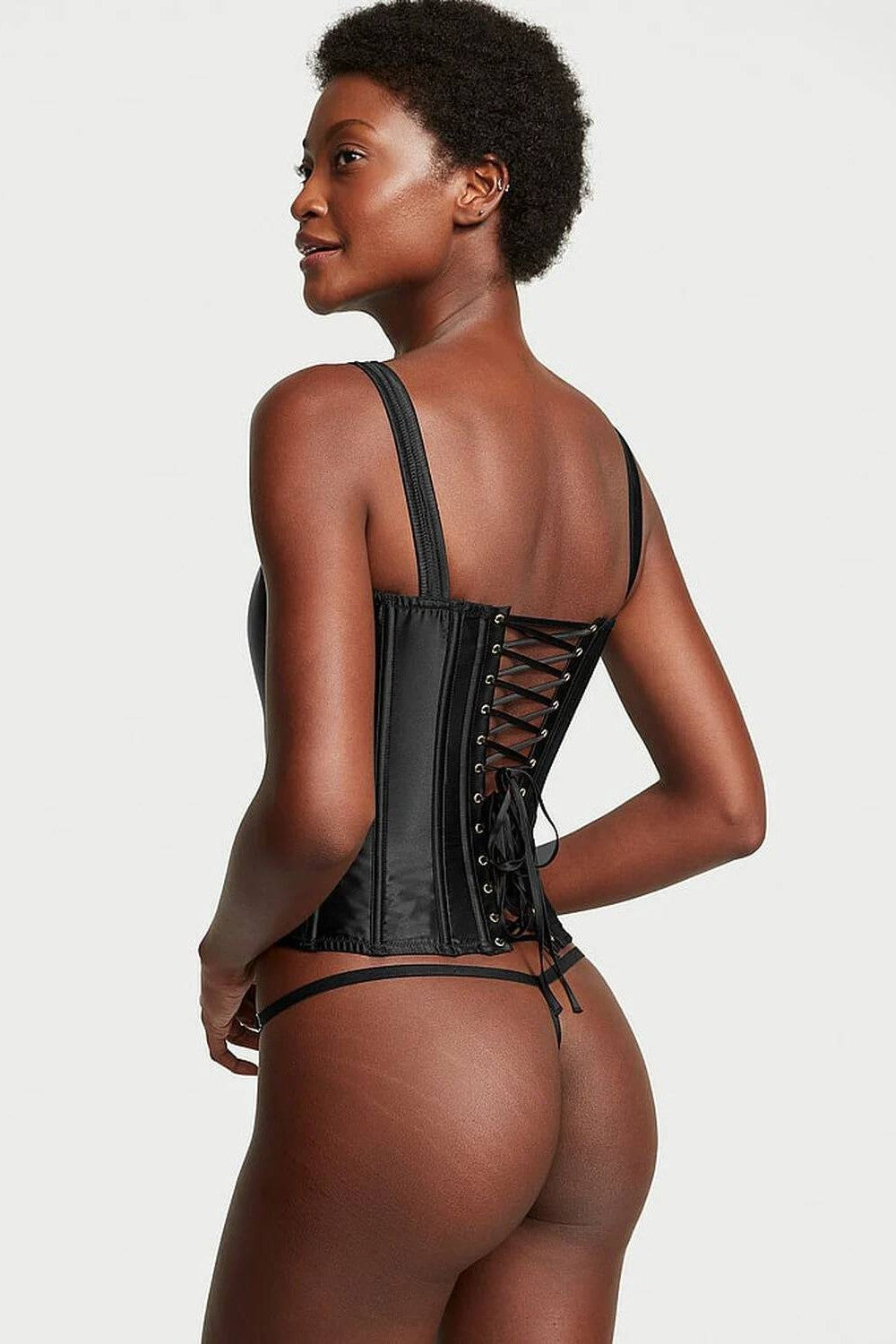 Сатиновий комплект із корсетом 637283555 black