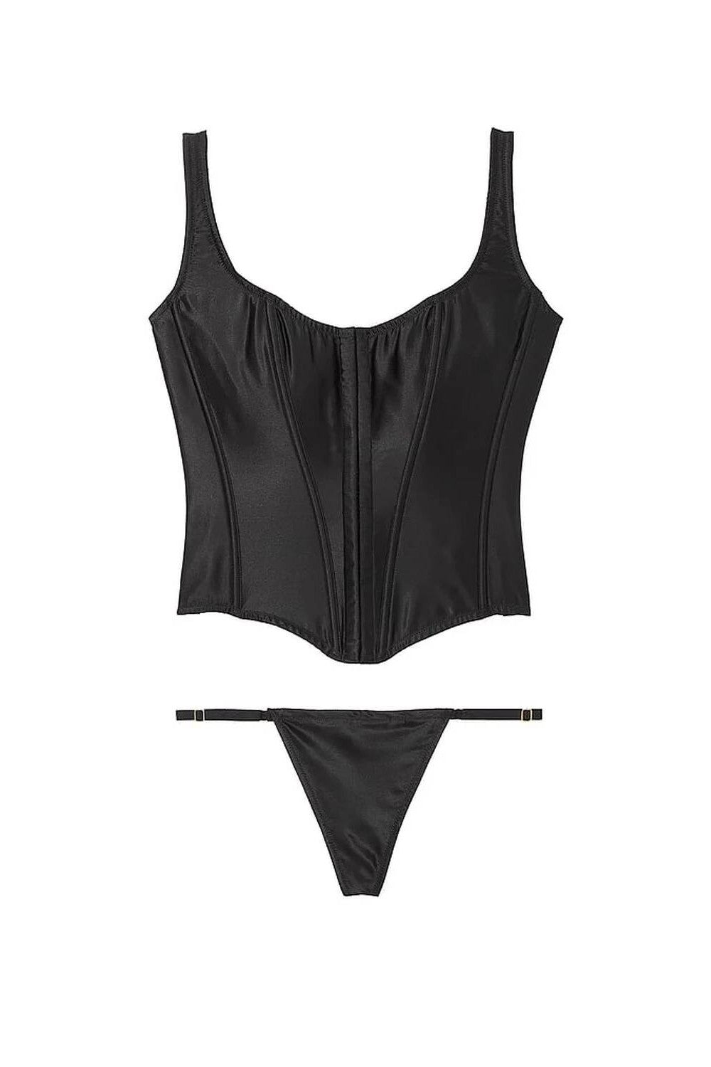 Сатиновый комплект с корсетом 637283555 black